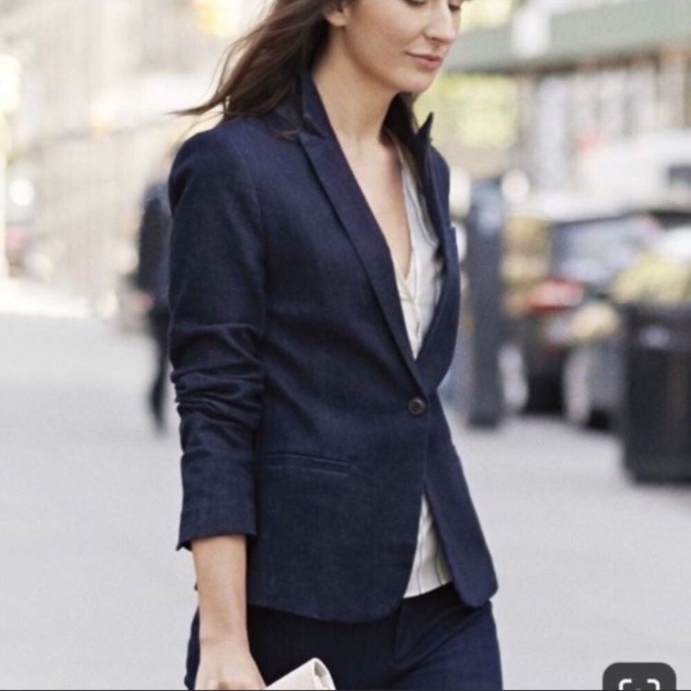 Banana Republic Dark Wash Stretch Denim Blazer SZ 2